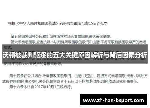 沃顿被裁判驱逐的五大关键原因解析与背后因素分析